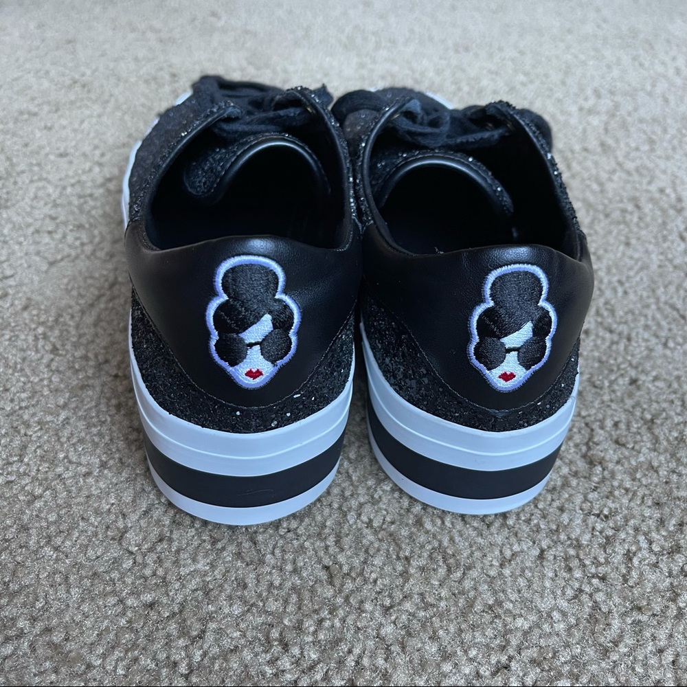 Alice + Olivia Black Glitter Platform Slip-On Sneakers - Picture 12 of 13